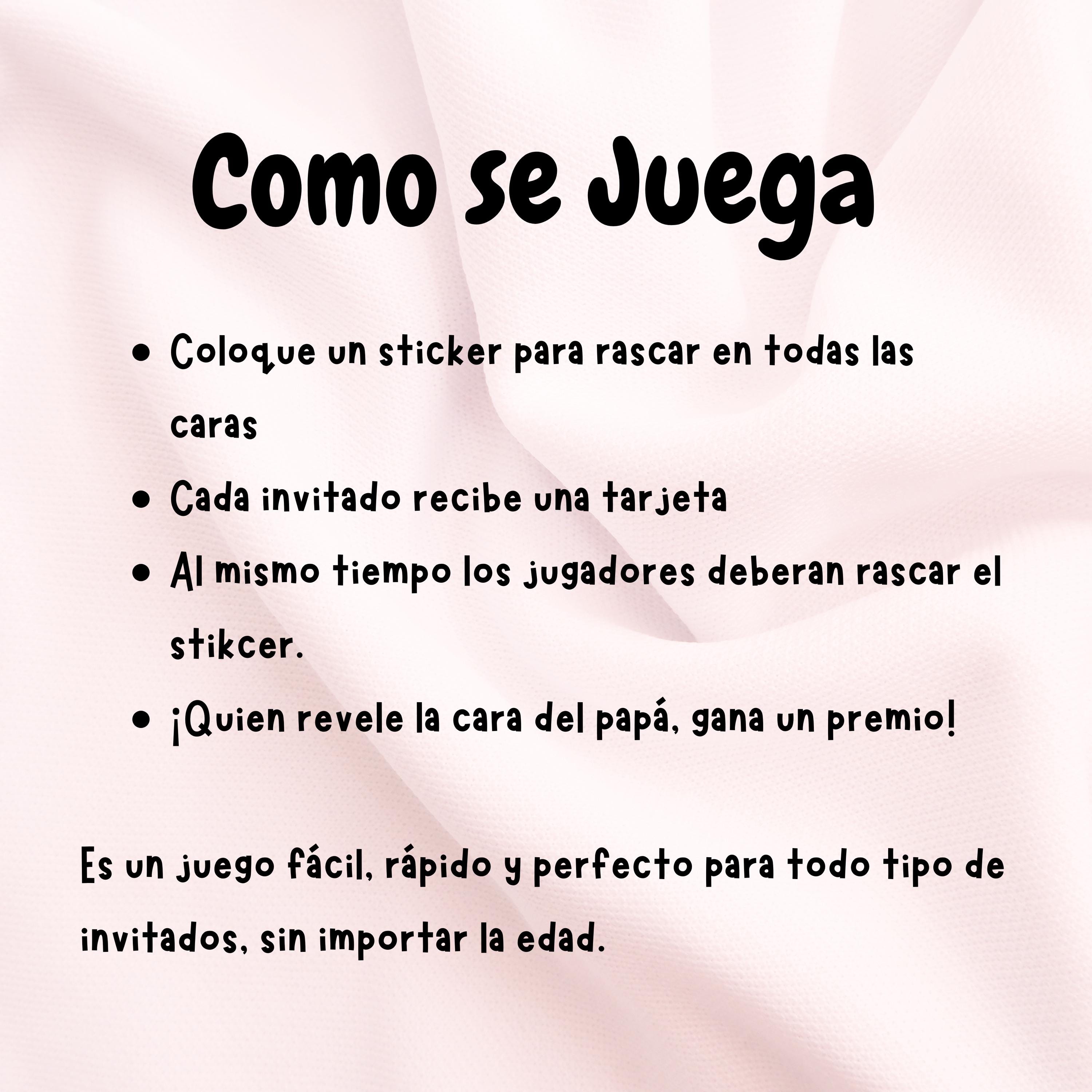 Quien Tiene Al Papa Baby Shower Game, Spanish Pink Scratch-off Cards With Stickers