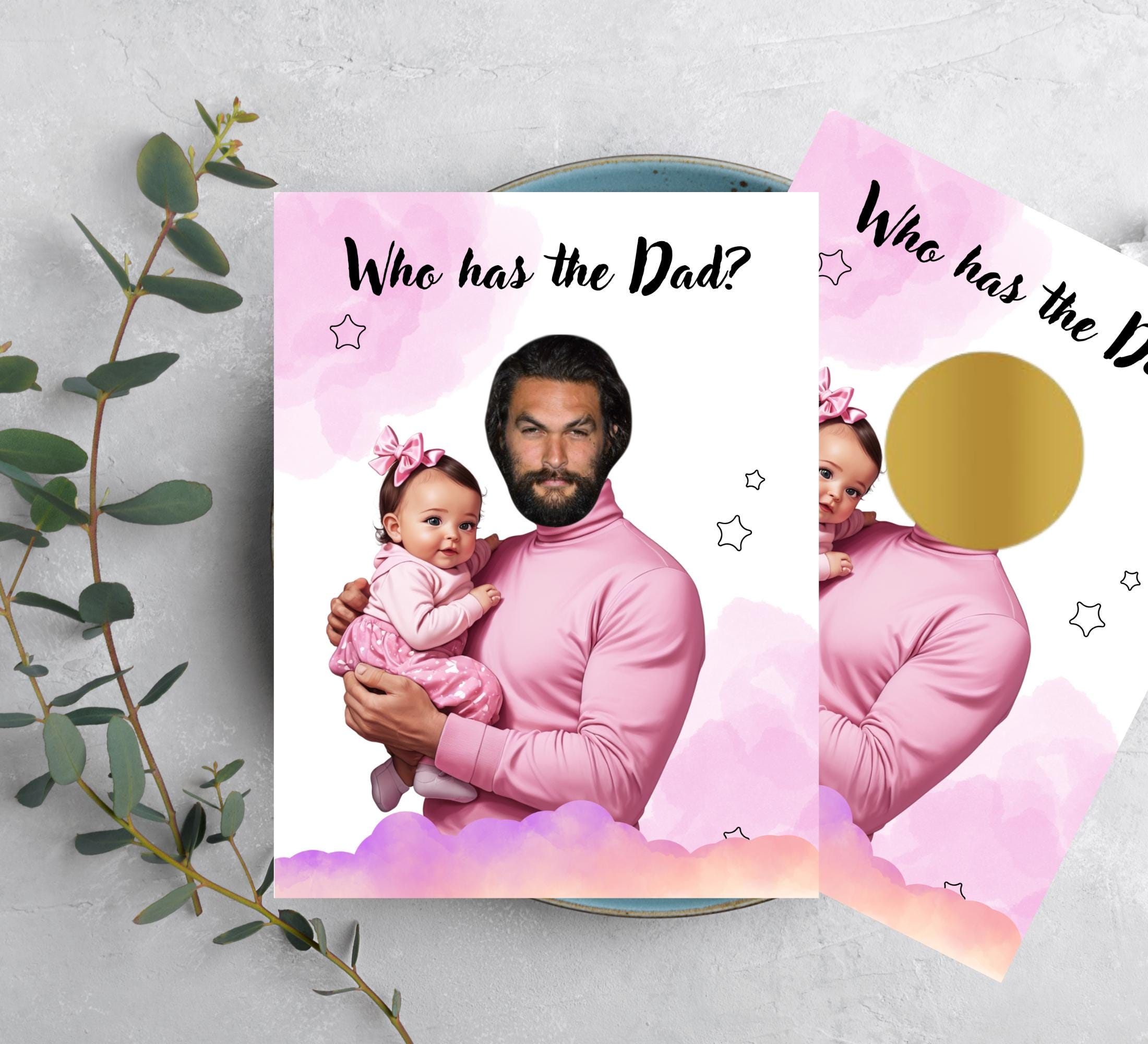 Baby Shower Game: Who Has the Dad? - Girl Edition (Printable PDF Cards)