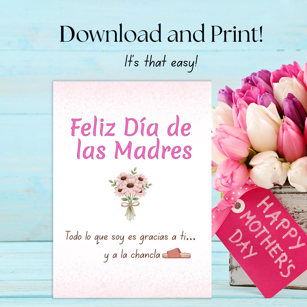 Funny La Chancla Mother's Day Card, Spanish Humor (Digital Download)