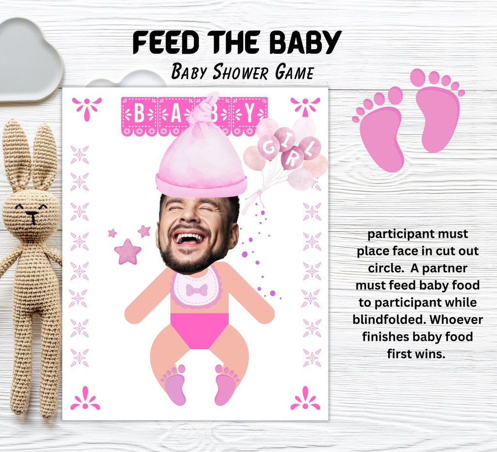 Funny Baby Shower Face Cut Out Game, Feed The Baby Faceless Poster Digital Download