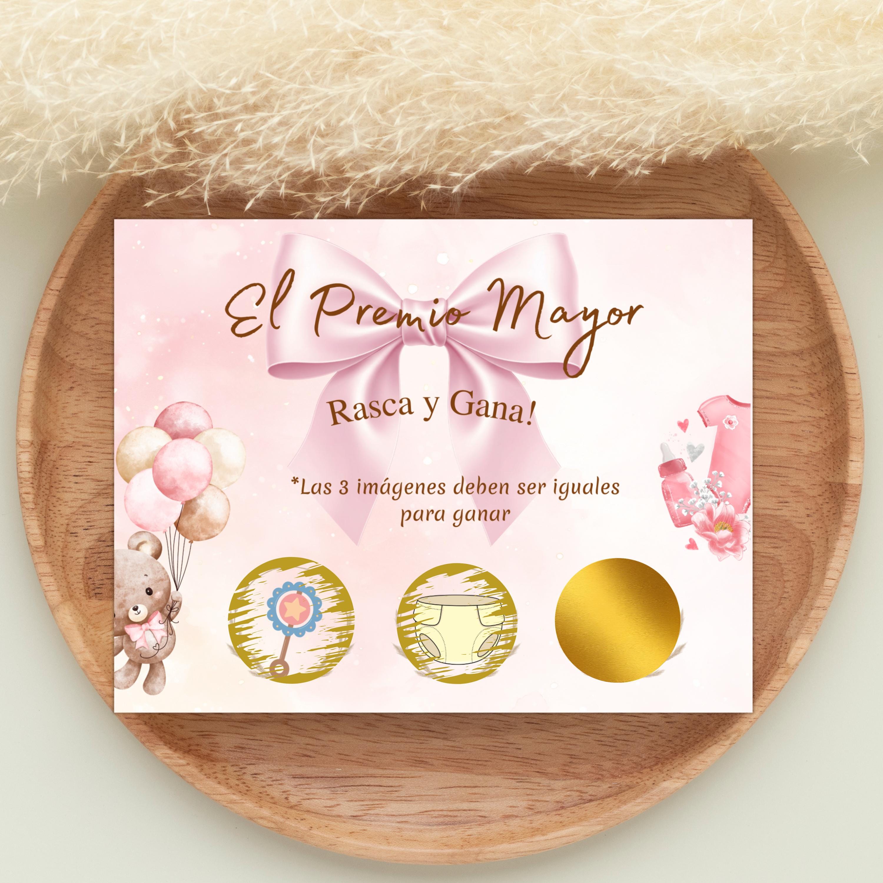 Baby Shower Spanish Game, El Premio Mayor Jackpot, Blue Tone Scratch-off Cards For Boy